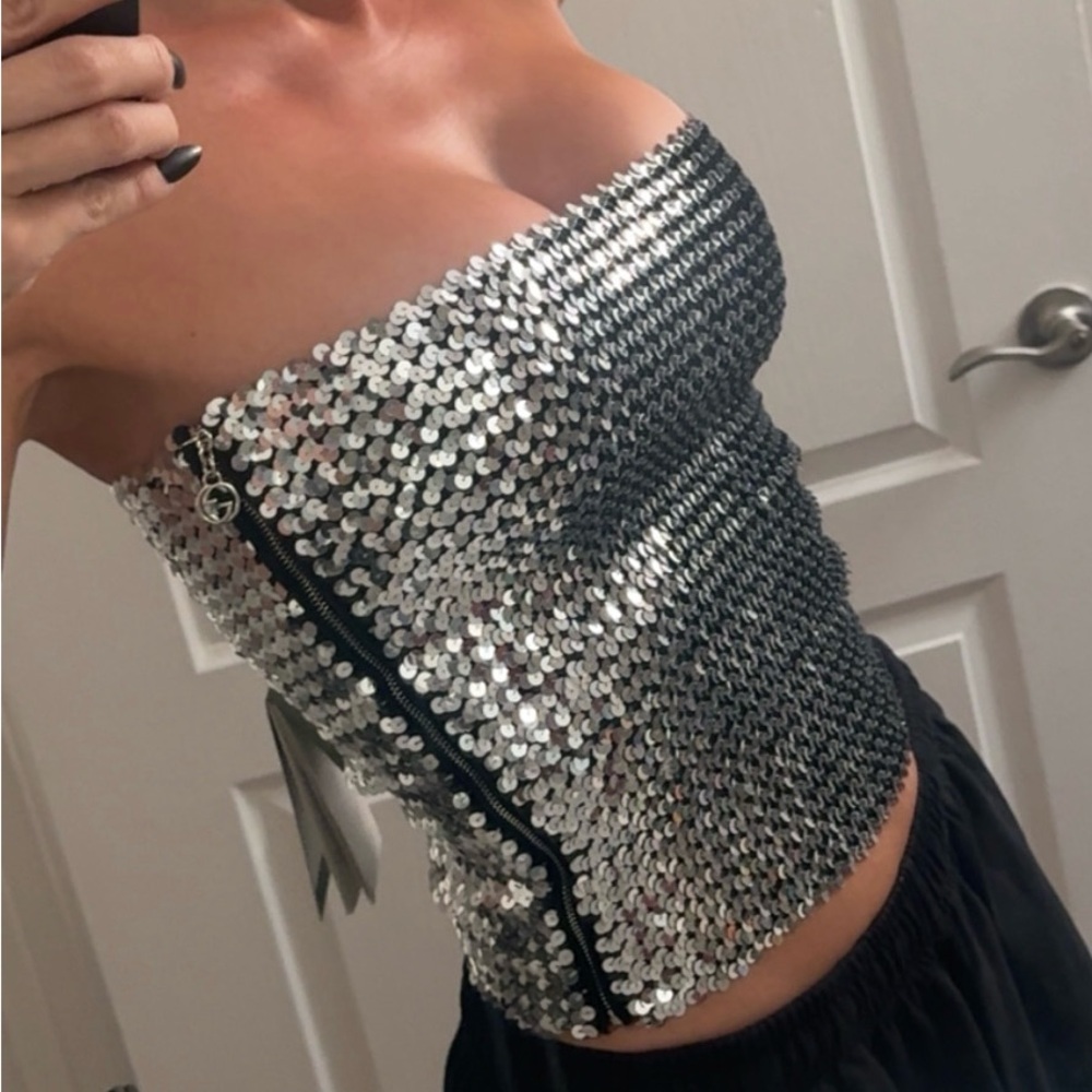 Gucci Silver Sequin Top Size XS/SM